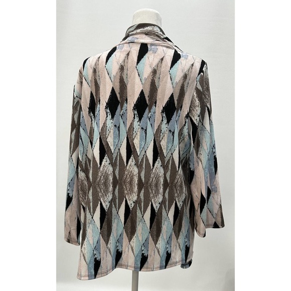 Easywear Chicos Womens Size 2 (L) Pink Multi Color Open Front Cardigan Abstract - Picture 2 of 10